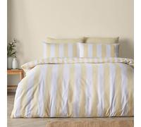 Catherine Lansfield Cove Stripe Reversible Duvet Cover Set Yellow - Single - Yellow