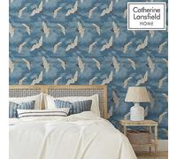 Catherine Lansfield Cranes Wallpaper Blue