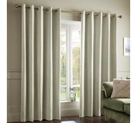 Catherine Lansfield Crinkle Chenille 46x54 Inch Eyelet Curtains Natural