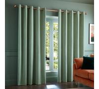 Catherine Lansfield Crinkle Chenille 46x72 Inch Eyelet Curtains Green