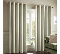 Catherine Lansfield Crinkle Chenille 66x90 Inch Eyelet Curtains Natural