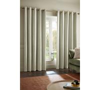 Catherine Lansfield Crinkle Chenille 46x72 Inch Eyelet Curtains Natural