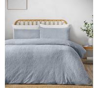 Catherine Lansfield Crinkle Seersucker Double Duvet Cover Set with Pillowcases Blue