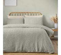 Catherine Lansfield Crinkle Seersucker Double Duvet Cover Set With Pillowcases Green