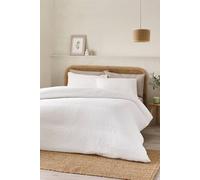 Catherine Lansfield Crinkle Seersucker Double Duvet Cover Set with Pillowcases White