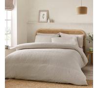 Catherine Lansfield Crinkle Seersucker Single Duvet Cover Set With Pillowcase Natural