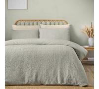 Catherine Lansfield Crinkle Seersucker Super King Duvet Cover Set with Pillowcases Green