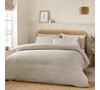 Catherine Lansfield Duvet Cover Set Crinkle Seersucker Super King with Pillowcases Natural