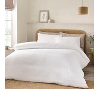 Catherine Lansfield Crinkle Seersucker Super King Duvet Cover Set with Pillowcases White