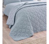 Catherine Lansfield Crinkle Seersucker Texture 220x220cm Bedspread Blue