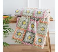 Catherine Lansfield 'Crochet Print' Cosy Blanket Throw in Green | Size: 130 cm x 170 cm Catherine Lansfield Green 130 cm x 170 cm