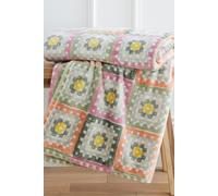 Catherine Lansfield Crochet Print Throw in Green, Lightweight, Polyester | Charlies