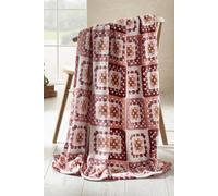 Catherine Lansfield Crochet Print 130x170cm Blanket Throw Pink