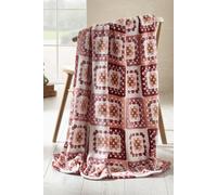 Catherine Lansfield 'Crochet Print' Cosy Blanket Throw in Pink | Size: 130 cm x 170 cm Catherine Lansfield Pink 130 cm x 170 cm