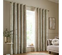Catherine Lansfield Crushed Velvet 66 x 72 Inch Lined Eyelet Curtains Two Panels Natural