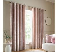 Catherine Lansfield Crushed Velvet 66x90 Inch Eyelet Curtains Blush Pink