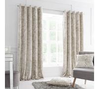 Catherine Lansfield Crushed Velvet 90x90 Inch Lined Eyelet Curtains Two Panels Natural