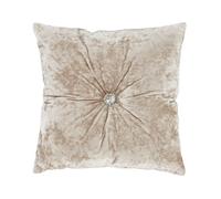 Catherine Lansfield Crushed Velvet Diamante Cushion - Natural