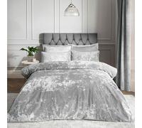 Catherine Lansfield Crushed Velvet Double Duvet Set Silver