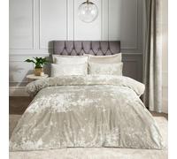 Catherine Lansfield Bedding Crushed Velvet Duvet Cover Set With Pillowcases Natural