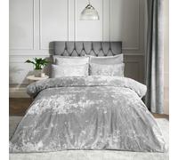 Catherine Lansfield Crushed Velvet Double Duvet Set Silver