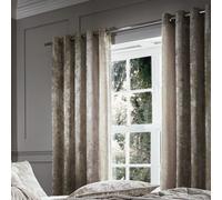 Catherine Lansfield Crushed Velvet 66x54 Inch Lined Eyelet Curtains Two Panels Natural