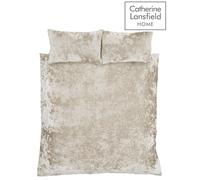 Catherine Lansfield Bedspread Crushed Velvet Quilted 220x220cm Natural