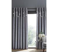 Catherine Lansfield Crushed Velvet Glamour Sequin Fully Lined Eyelet Curtains 66X90 Grey 117x137cm(46x54inches),117x183cm(46x72inches),117x229cm(46x90inches),168x137cm(66x54inches),168x183cm(66x72inches),168x229cm(66x90inches),229x229cm(90x90inches)
