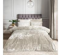 Catherine Lansfield Crushed Velvet King Duvet Set Natural