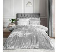 Catherine Lansfield Crushed Velvet King Duvet Set Silver