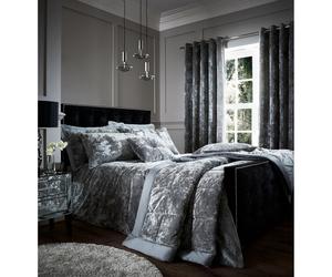 Catherine Lansfield Crushed Velvet King Duvet Set Silver - 3pc with 2 Pillowcases (BD/46254/W/KQS/SI)