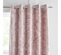 Catherine Lansfield Crushed Velvet Lined Eyelet Curtains - 66x72 Inch - Blush Pink