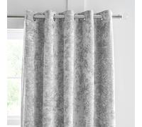 Catherine Lansfield Crushed Velvet Lined Eyelet Curtains - 66x90 Inch - Silver Grey