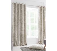 Catherine Lansfield Crushed Velvet 66x90 Inch Lined Eyelet Curtains Two Panels Natural
