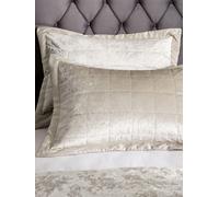 Catherine Lansfield Pillow Sham Pair - Crushed Velvet, Polyester - Natural