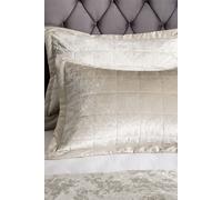 Catherine Lansfield Pillow Sham Pair - Crushed Velvet, Polyester - Natural