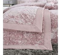 Catherine Lansfield Crushed Velvet Quilted 220x220cm Bedspread Blush Pink