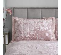 Catherine Lansfield Crushed Velvet Quilted Pillow sham Pillowcase Pair Blush Pink