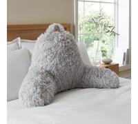 'Cuddly' Deep Pile Faux Fur High Back Cuddle Cushion Back Rest Catherine Lansfield Silver One Size