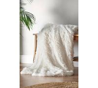 Catherine Lansfield Extra Large Cuddly Deep Pile Faux Fur Family Size 245x280cm Large Blanket Throw Cream