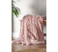 Catherine Lansfield Extra Large Cuddly Deep Pile Faux Fur Family Size 245x280cm Large Blanket Throw Blush