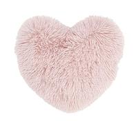 Catherine Lansfield Cuddly Deep Pile Faux Fur Heart Shaped Cushion Blush Pink