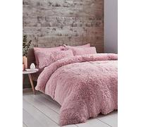 Catherine Lansfield Cuddly Faux Fur Duvet Cover Set Blush Pink