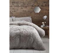 Catherine Lansfield Cuddly Super King Duvet Set Silver