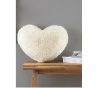 Catherine Lansfield Cuddly Deep Pile Faux Fur Heart Shaped Cushion Cream