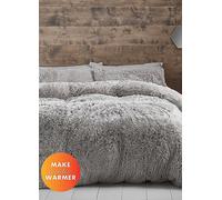 Catherine Lansfield Cuddly Fleece Duvet Set Silver