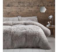Catherine Lansfield Cuddly Deep Pile Faux Fur Duvet Cover Set King Grey