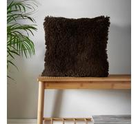 Catherine Lansfield Cuddly Deep Pile Faux Fur 45x45cm Cushion Chocolate
