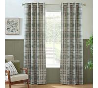 Catherine Lansfield Cullen Thermal Check Brushed Cotton 46x72 Inch Eyelet Curtains Two Panels Green