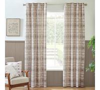 Catherine Lansfield Cullen Thermal Check Brushed Cotton 66x90 Inch Eyelet Curtains Two Panels Natural